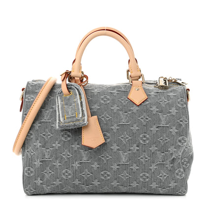 Louis Vuitton Monogram Denim Speedy Soft 30 Washed Gray 1 of 9