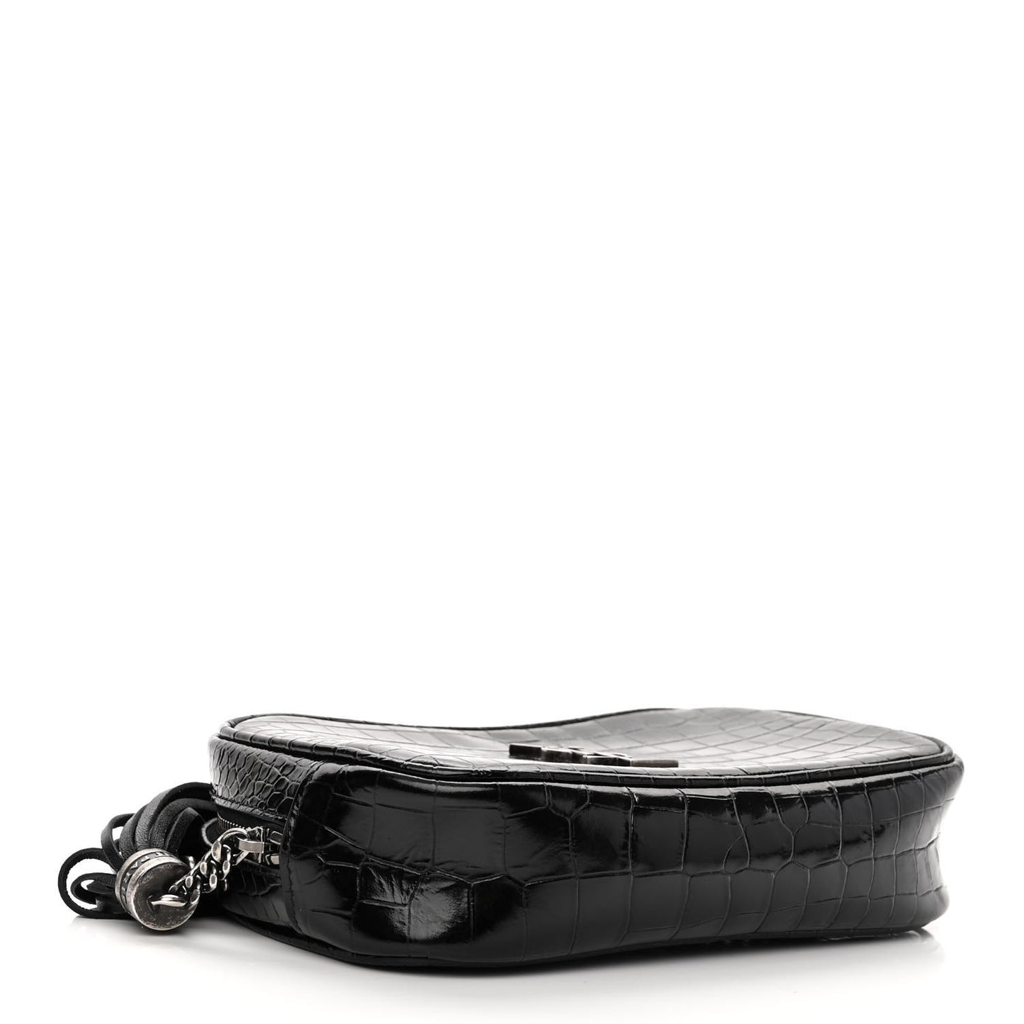 Calfskin Crocodile Embossed Monogram Mini Lou Camera Bag Black