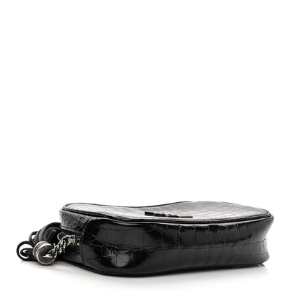 Saint Laurent Calfskin Crocodile Embossed Monogram Mini Lou Camera Bag Black 4 of 10