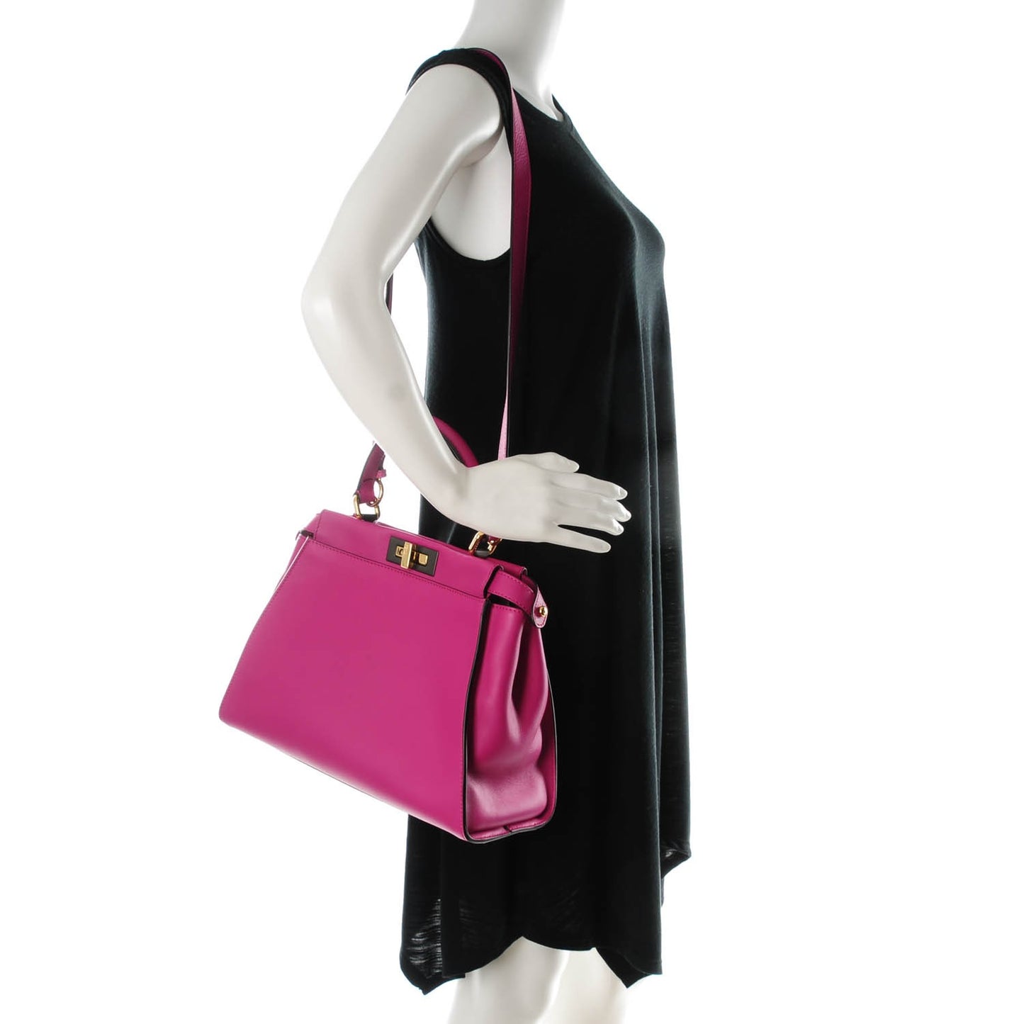 Vitello Seta Medium Peekaboo Iconic Satchel Magenta