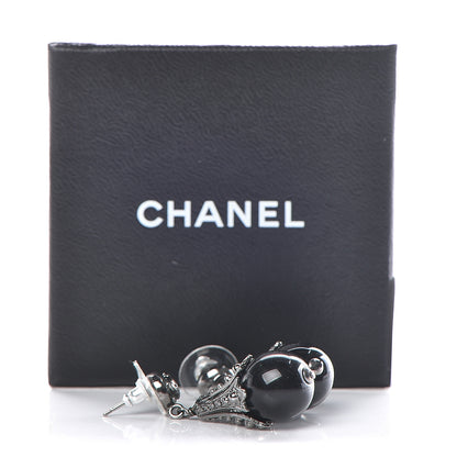 Chanel Ruthenium CC Bead Drop Earrings Black 5 of 5