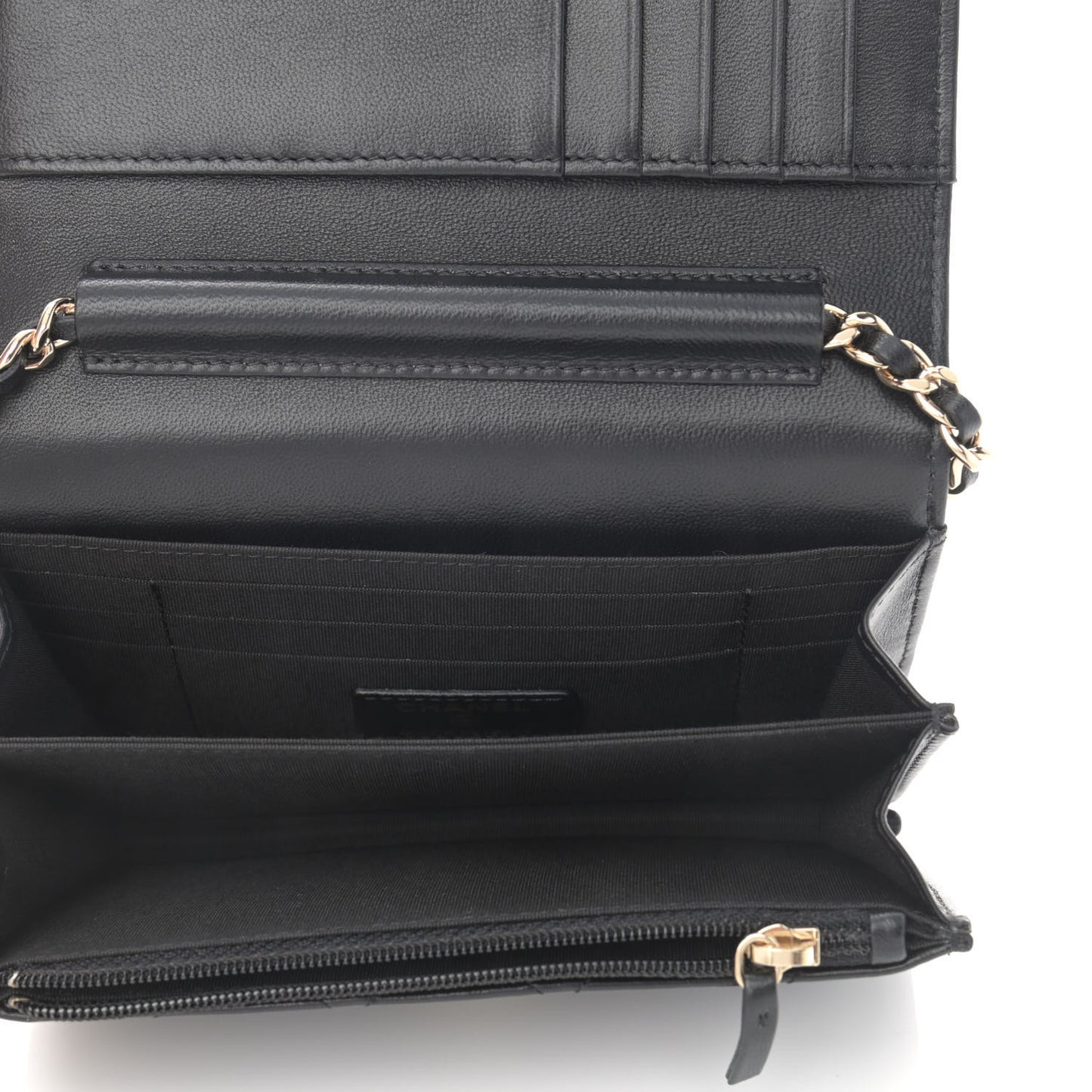 Lambskin Quilted Mini Camellia Bow Wallet On Chain WOC Black