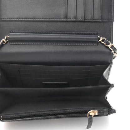 Chanel Lambskin Quilted Mini Camellia Bow Wallet On Chain WOC Black 5 of 11