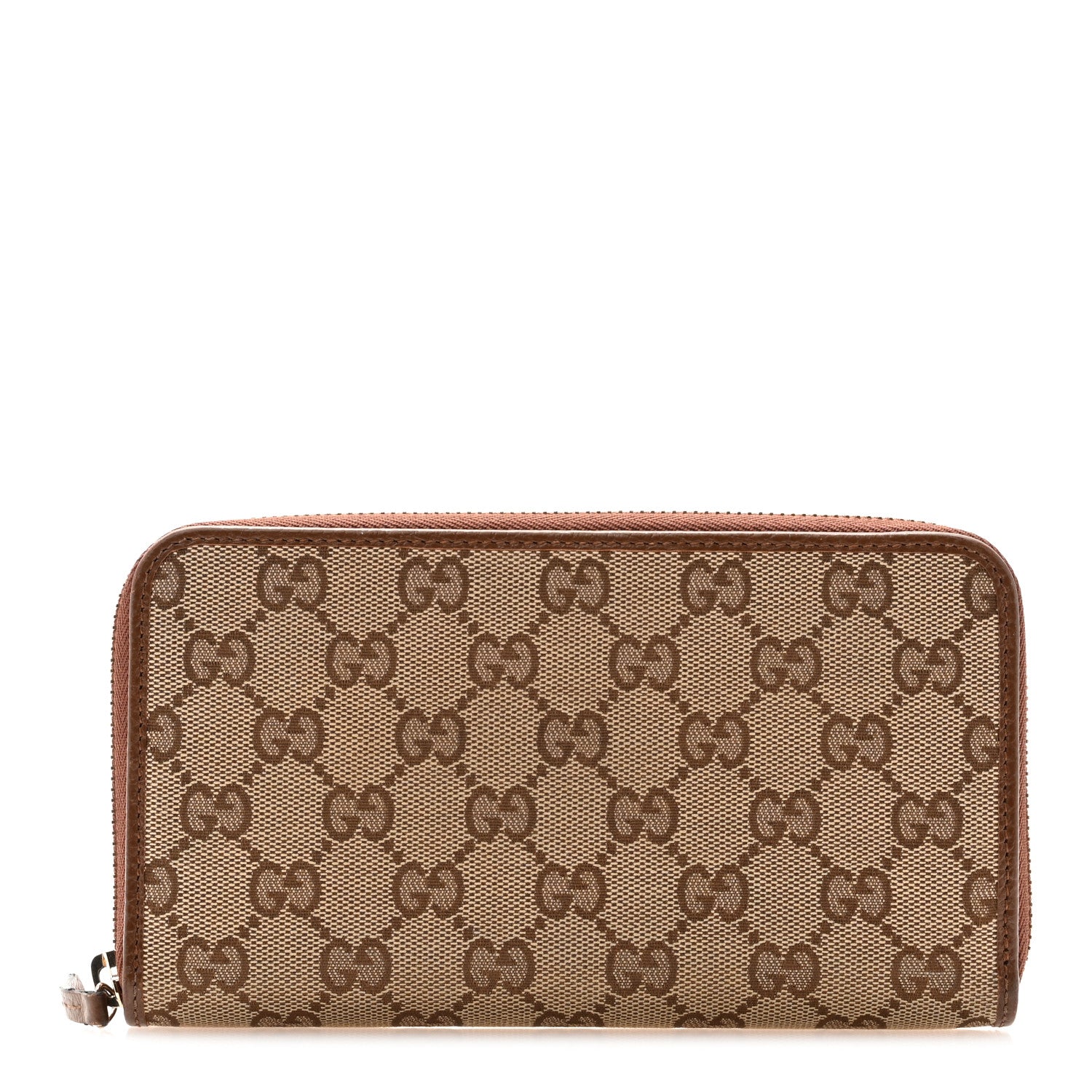 Gucci Monogram Dollar Calfskin Zip Around Wallet Beige Ebony Tabacco 1 of 11