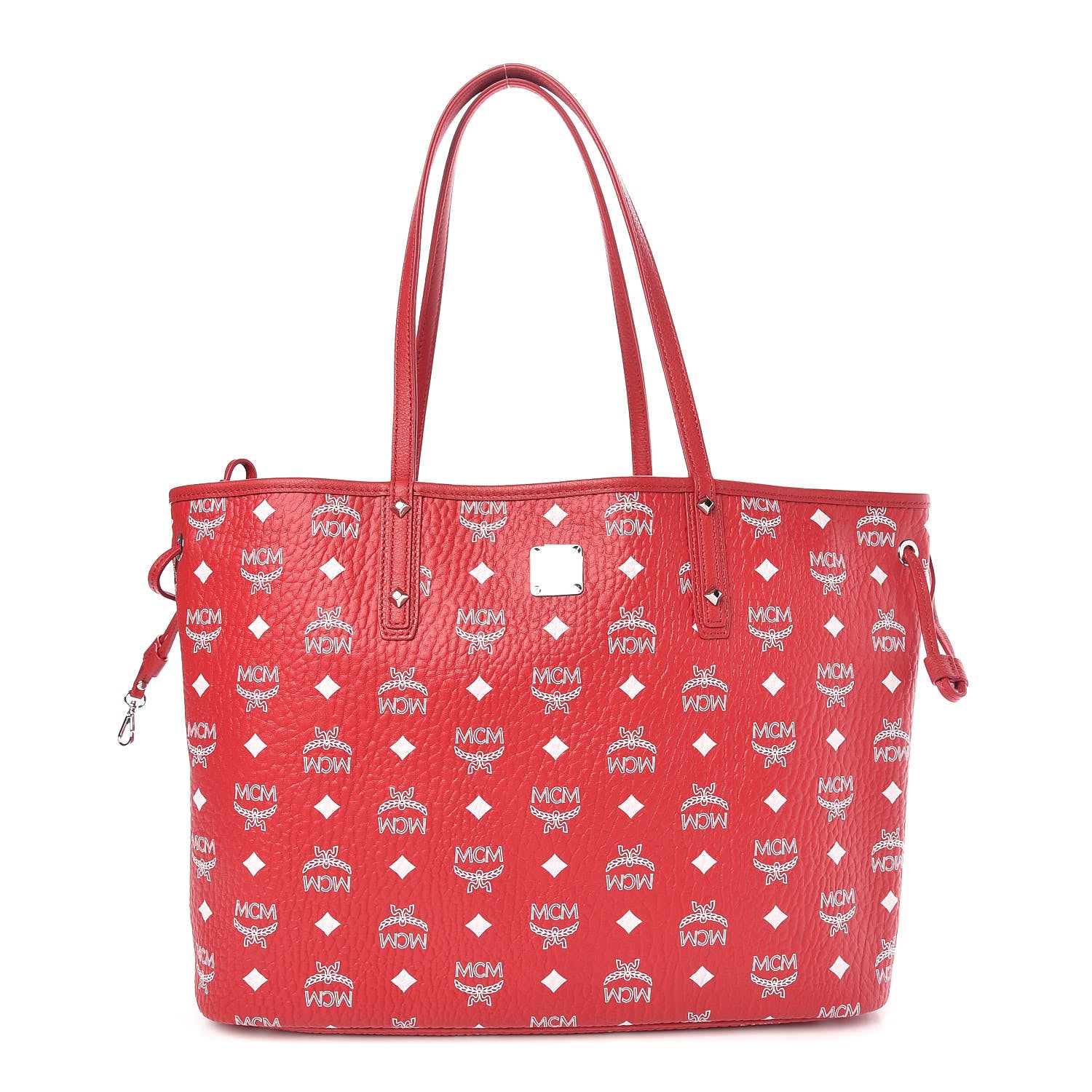 MCM Visetos Medium Liz Reversible Shopper Tote Ruby Red 4 of 15