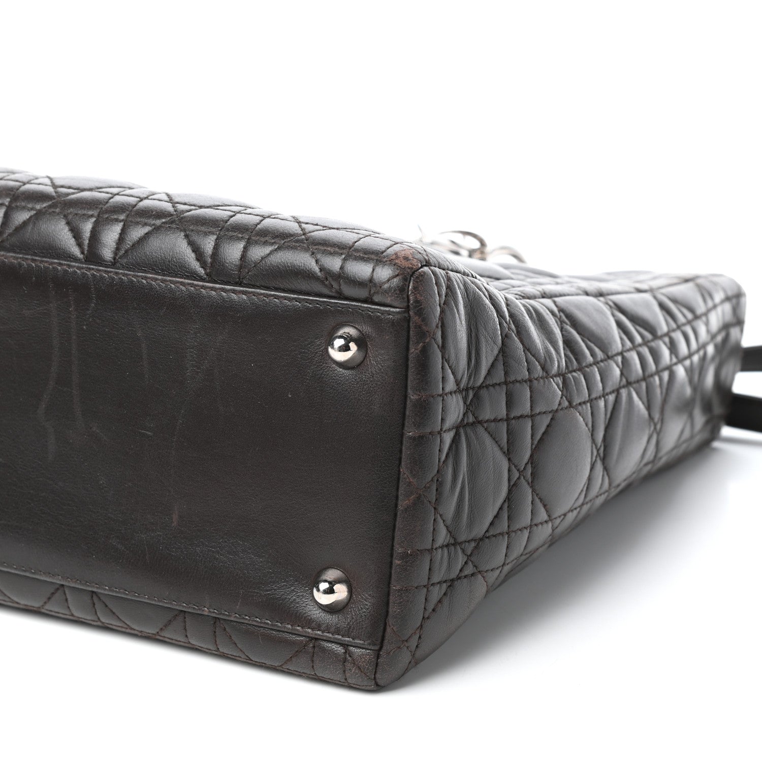 Christian Dior Lambskin Cannage Large Lady Dior Dark Brown 9 of 10