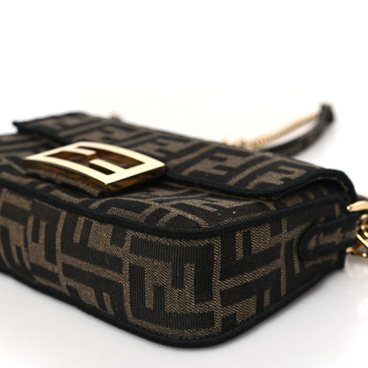 Fendi Fabric Jacquard FF 1974 Mini Baguette Tobacco Moro Black 8 of 9