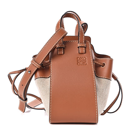 Loewe Calfskin Canvas Mini Hammock Shoulder Bag Natural Tan 1 of 9