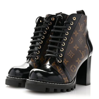 Louis Vuitton Patent Calfskin Monogram Star Trail Ankle Boots 38.5 Black 3 of 9