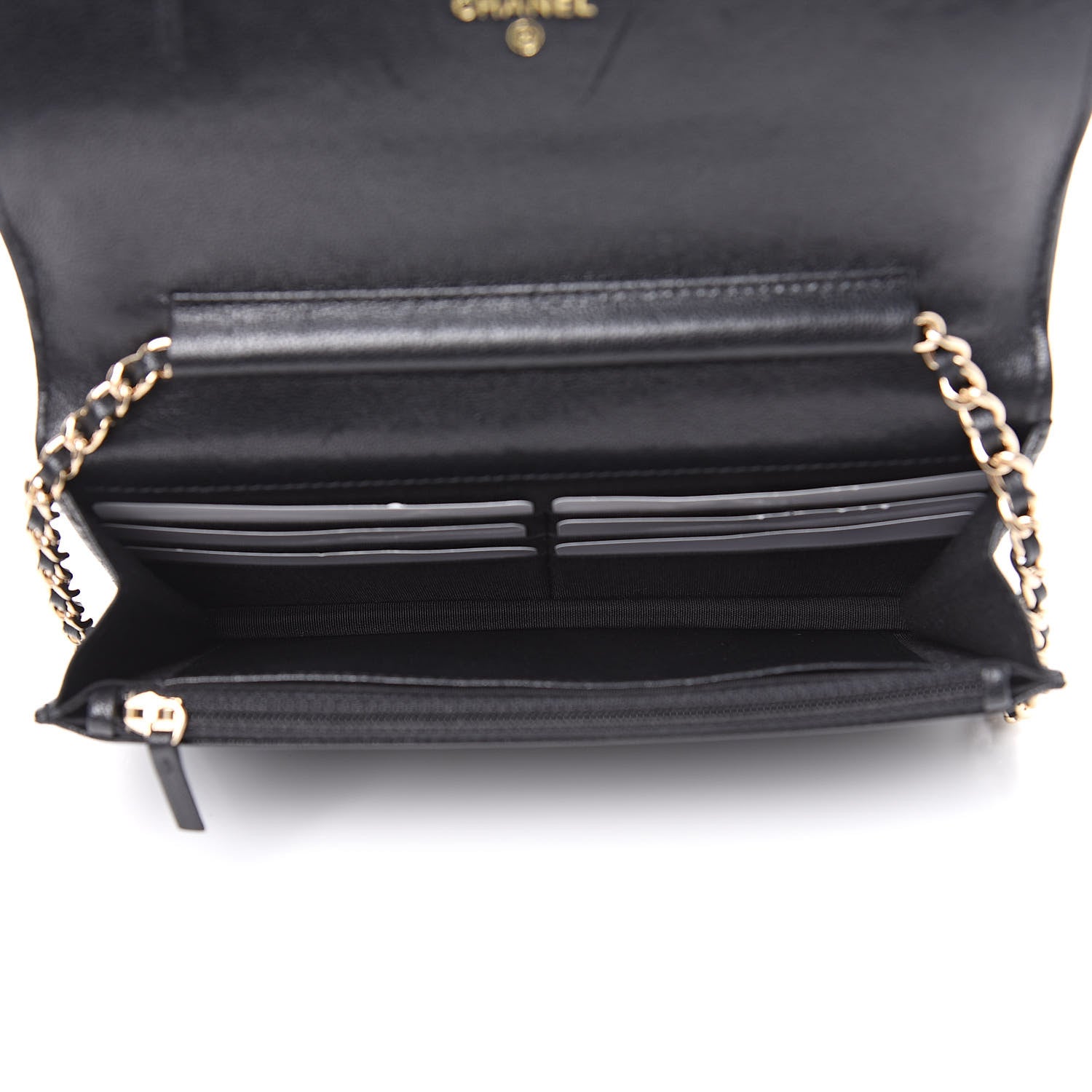 Chanel Caviar Sheepskin Chevron Quilted Vintage Mademoiselle Wallet On Chain WOC Black 5 of 11
