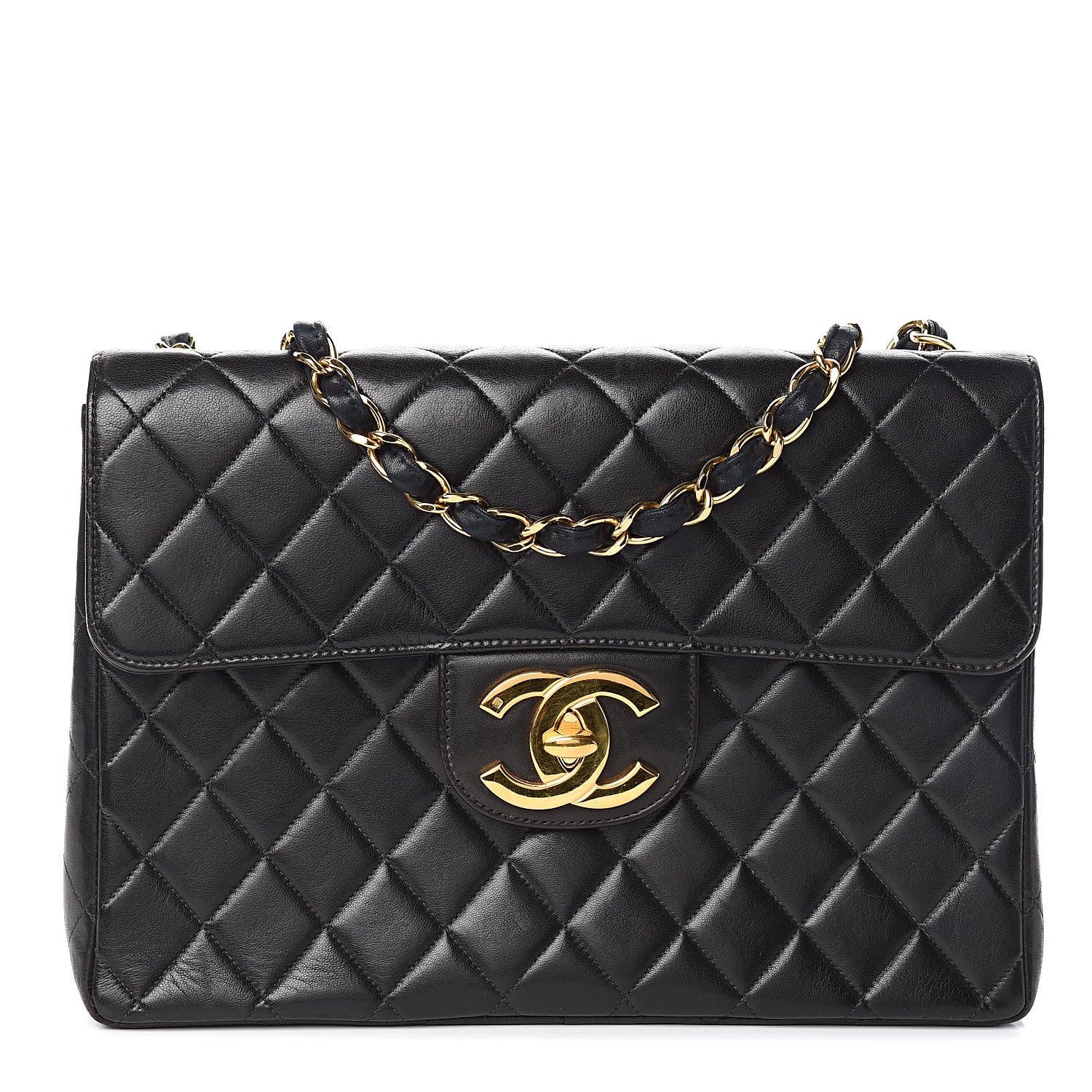 Chanel Lambskin Quilted XL Jumbo Single Flap Black 1 of 13