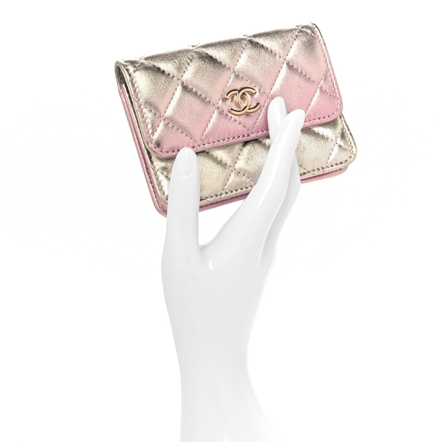 Chanel Gradient Metallic Lambskin Quilted Flap Chain Belt Bag Gold Pink 2 of 11