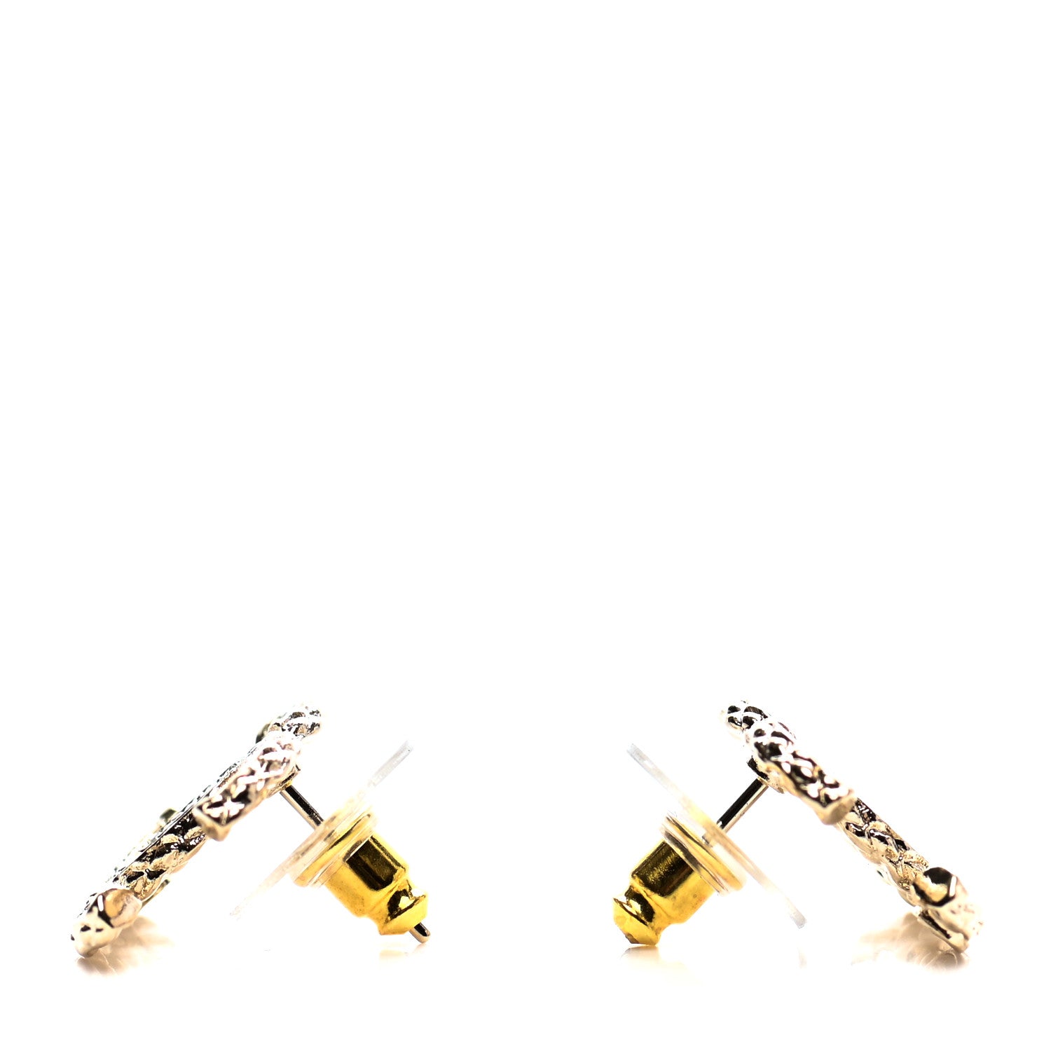 Chanel Crystal CC Earrings Gold 3 of 4