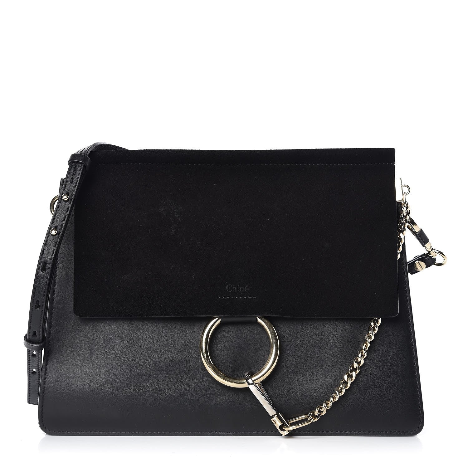 Chloe Suede Calfskin Medium Faye Shoulder Bag Black 1 of 8