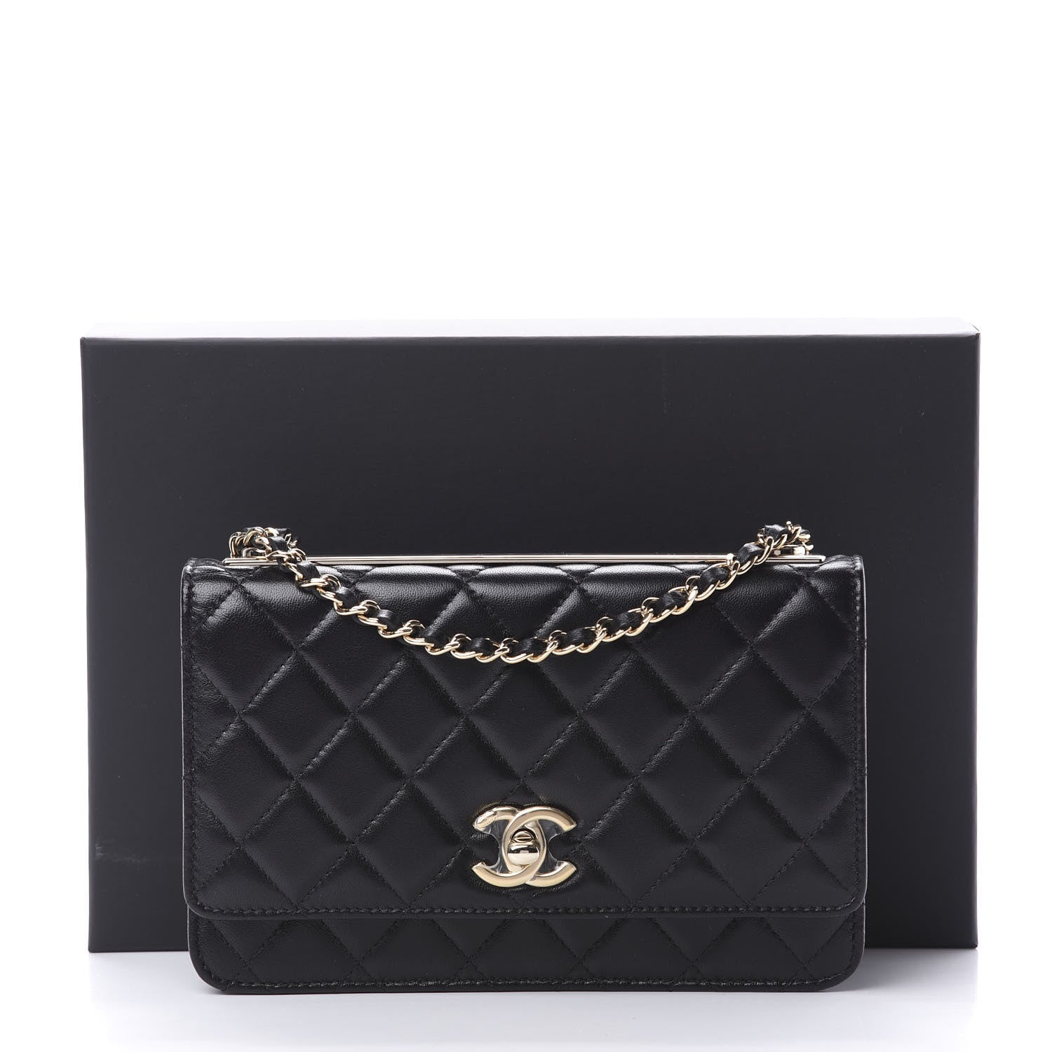 Chanel Lambskin Quilted Trendy CC Wallet On Chain WOC Black 12 of 13
