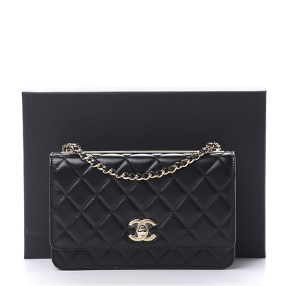 Chanel Lambskin Quilted Trendy CC Wallet On Chain WOC Black 12 of 13