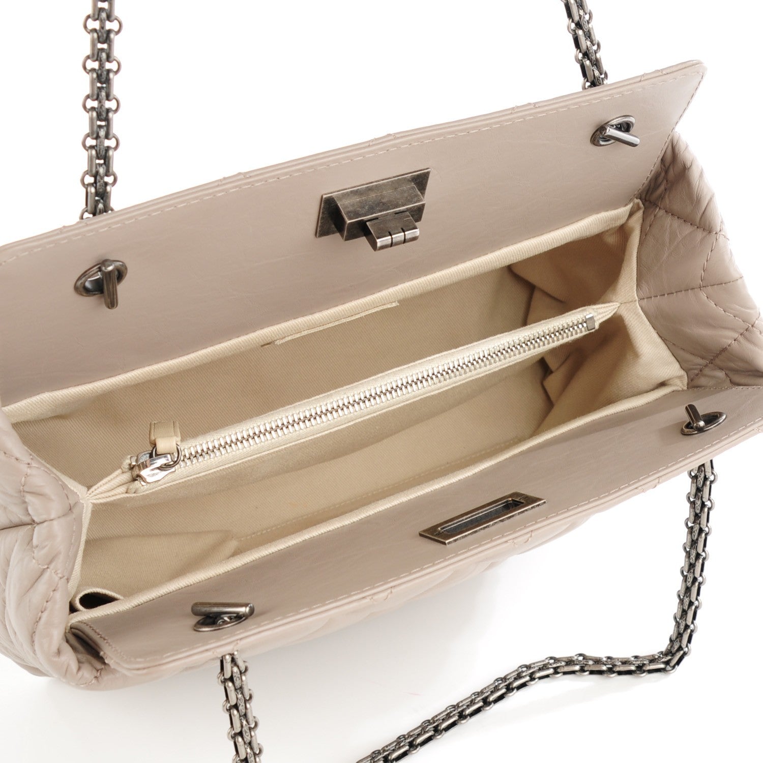 Chanel Aged Calfskin Quilted Reissue 2.55 Tote Light Grey 5 of 7