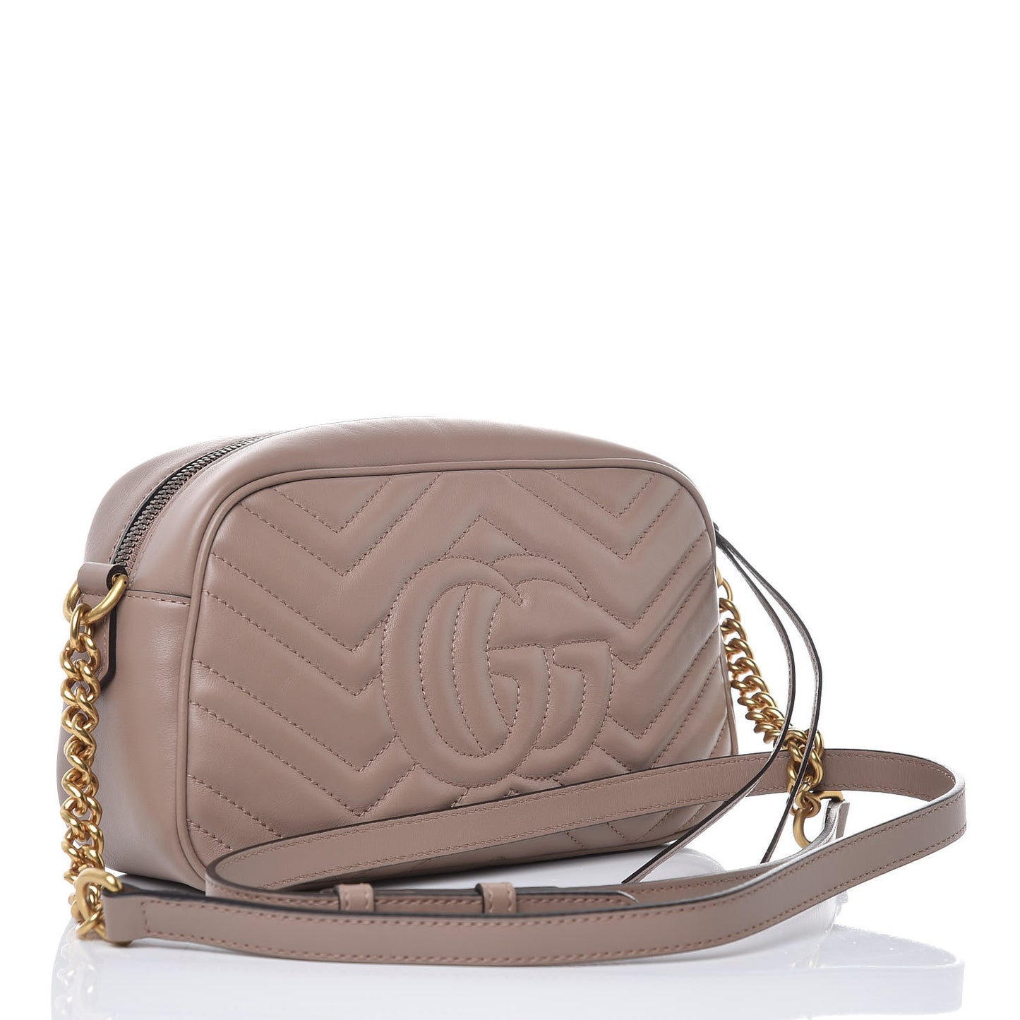 Calfskin Matelasse Small GG Marmont Chain Shoulder Bag Porcelain Rose