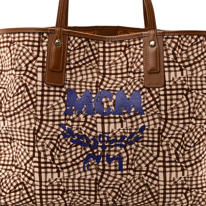 MCM Visetos Large Liz Reversible Shopper Tote Cognac 10 of 14
