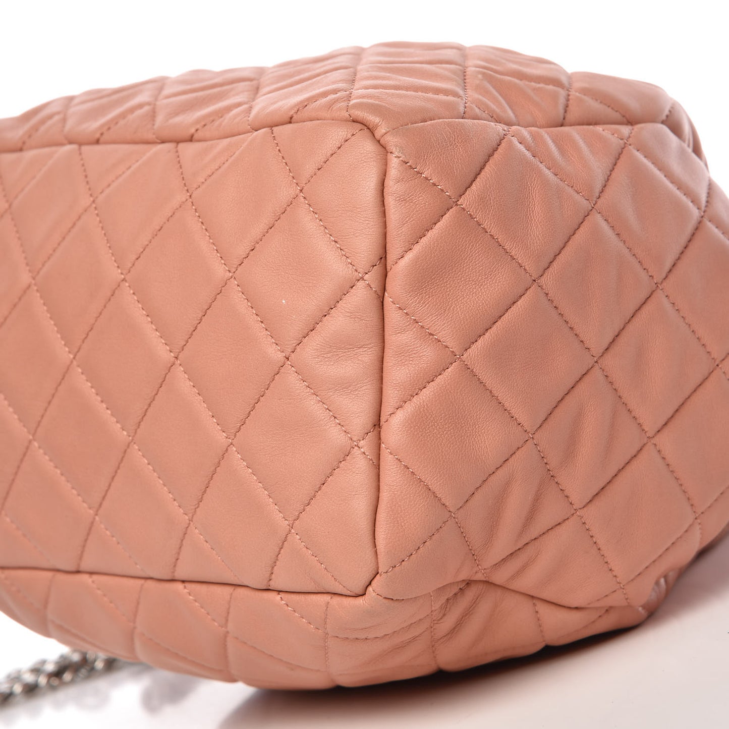 Lambskin Quilted CC Chain Drawstring Tote Dark Beige