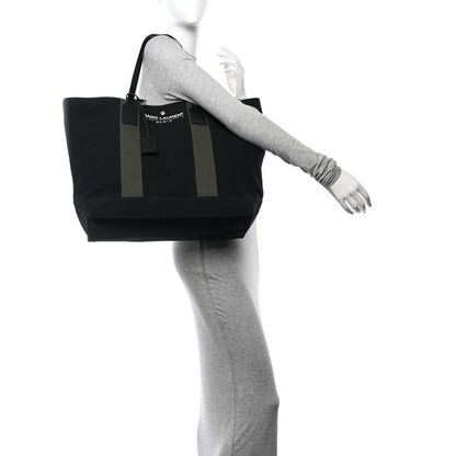 Saint Laurent Canvas Beach Shopping East West Tote Black 2 of 11