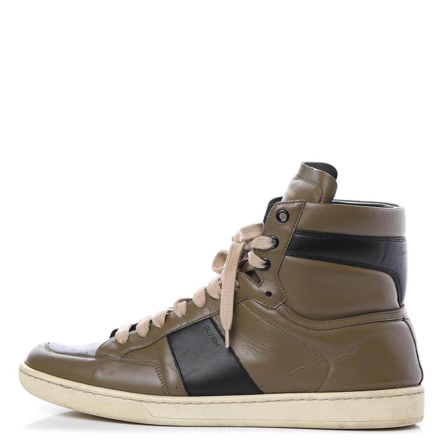 Calfskin Court Classic SL/10H High Top Sneakers 44 Olive Black
