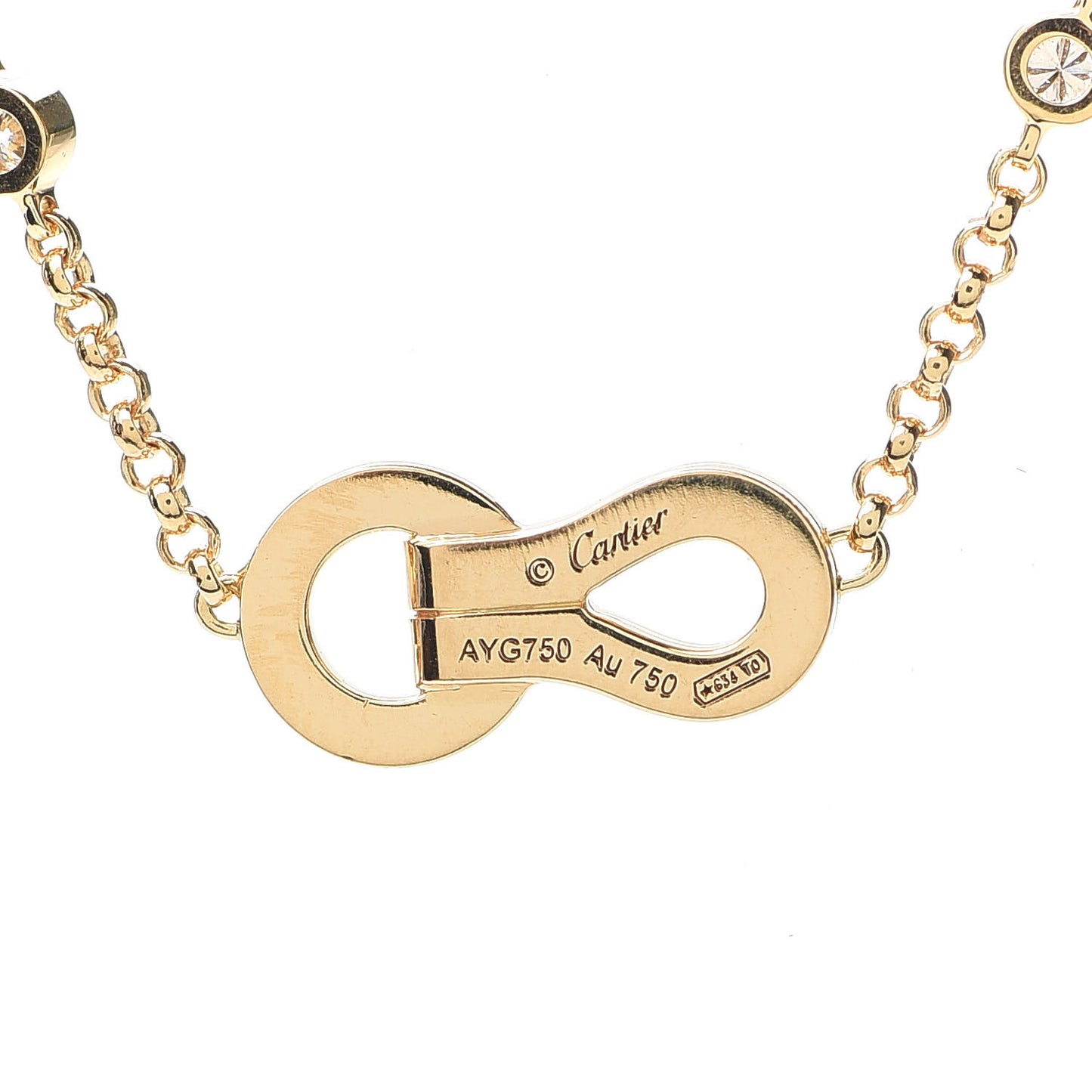 18K Yellow Gold Diamond Agrafe Pendant Necklace
