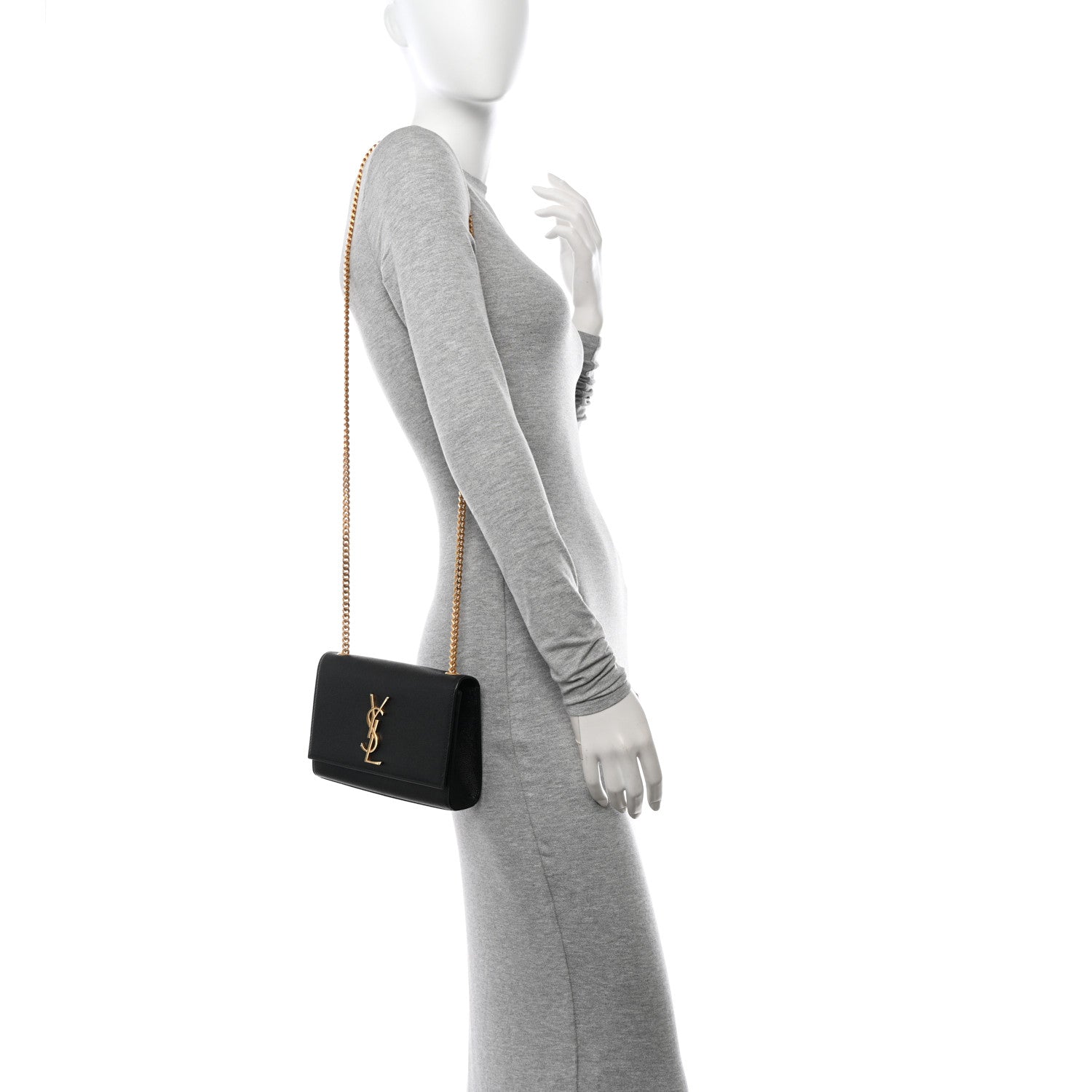 Saint Laurent Grain De Poudre Small Monogram Kate Satchel Black 2 of 14