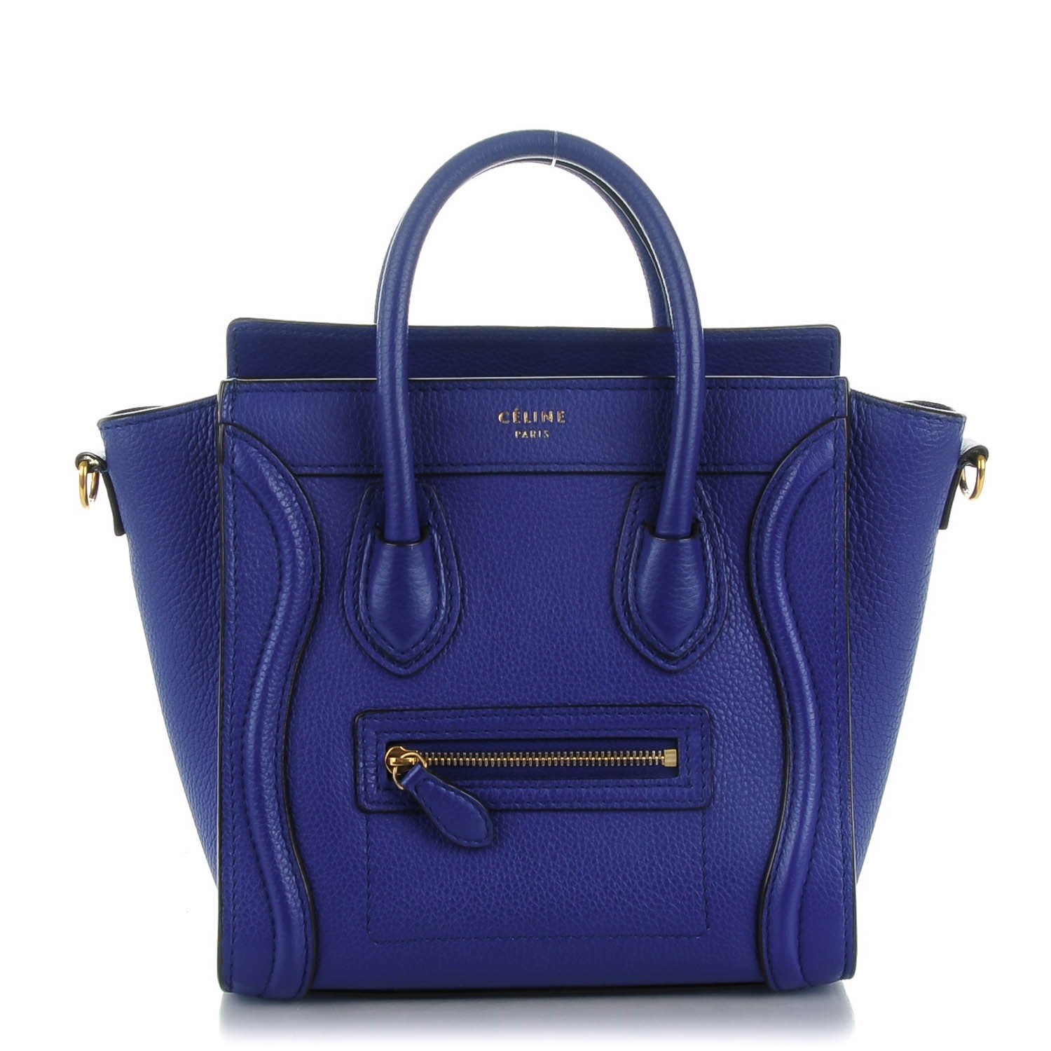 Celine Drummed Calfskin Nano Luggage Indigo 1 of 6