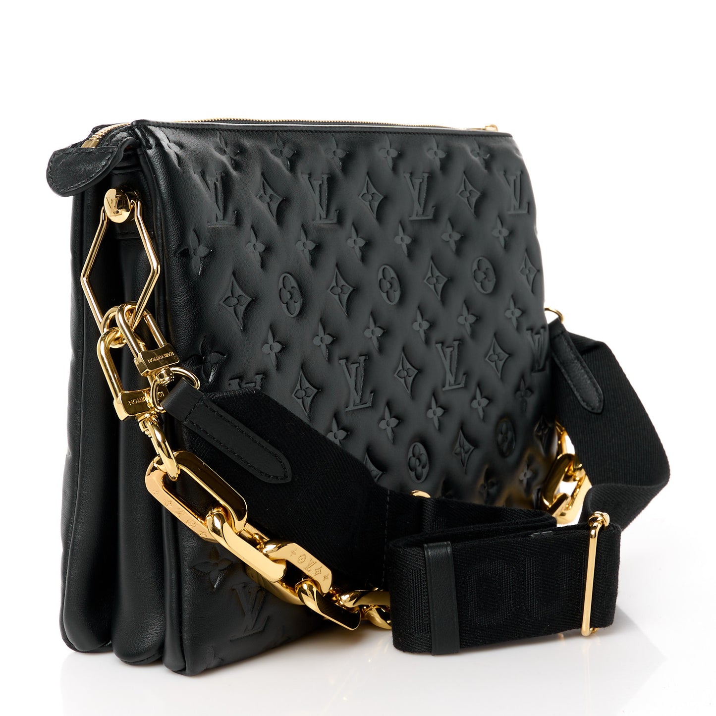 Lambskin Embossed Monogram Coussin MM Black