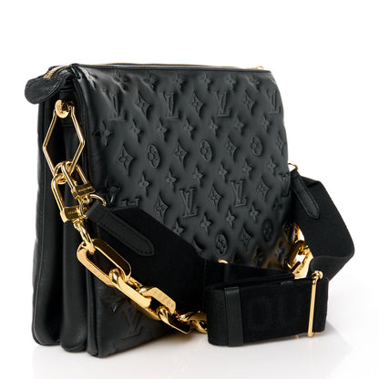 Louis Vuitton Lambskin Embossed Monogram Coussin MM Black 3 of 11