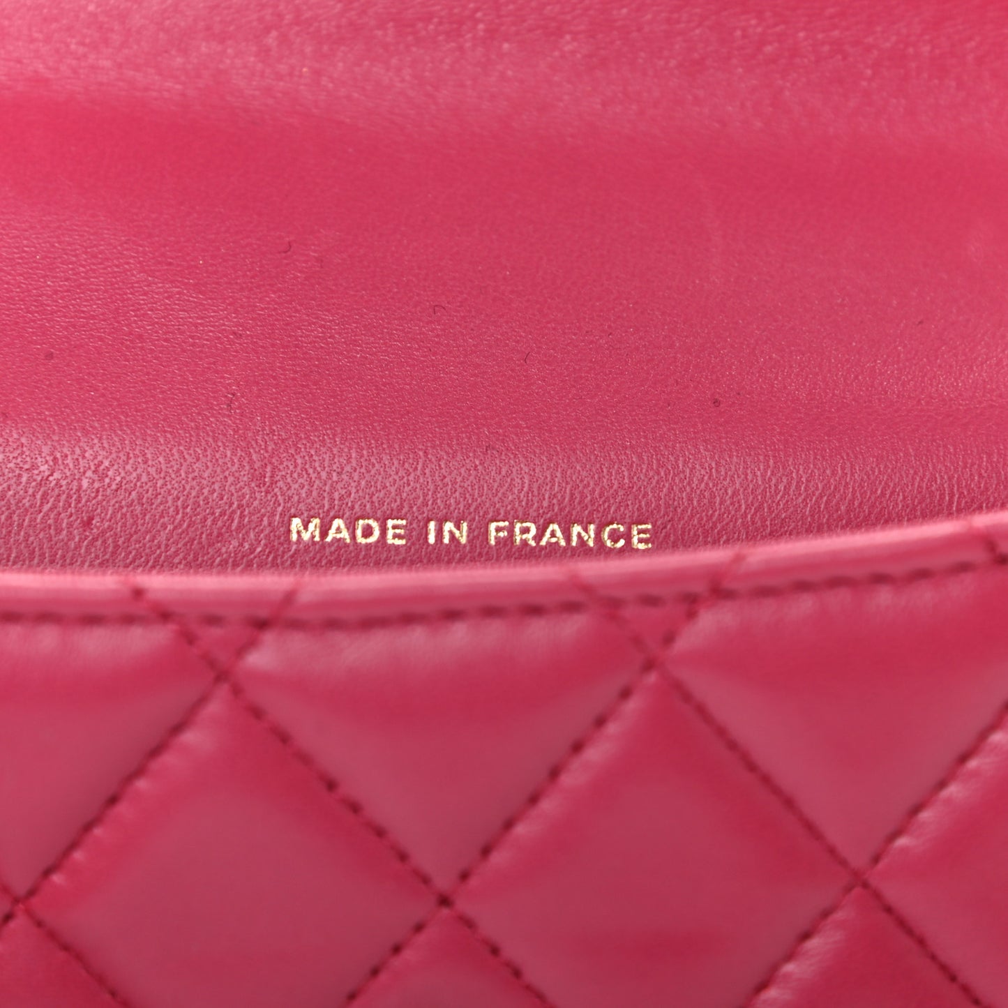 Lambskin Quilted Top Handle Flap Coin Purse With Chain Dark Pink
