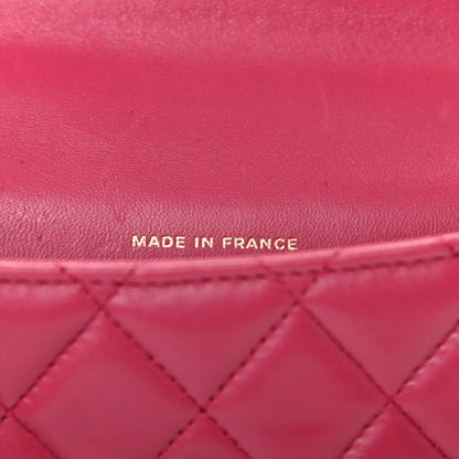 Chanel Lambskin Quilted Top Handle Flap Coin Purse With Chain Dark Pink 6 of 7
