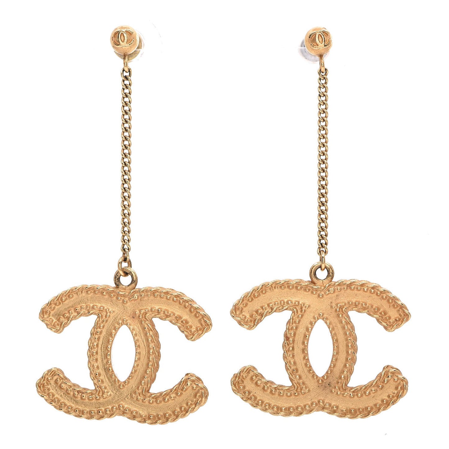CC Drop Earrings Matte Gold