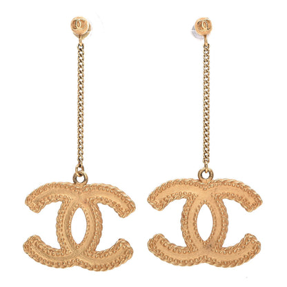 Chanel CC Drop Earrings Matte Gold 1 of 4