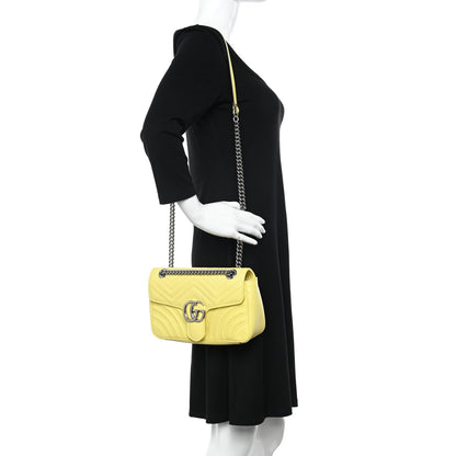 Gucci Calfskin Matelasse Small GG Marmont Shoulder Bag Banana 2 of 10