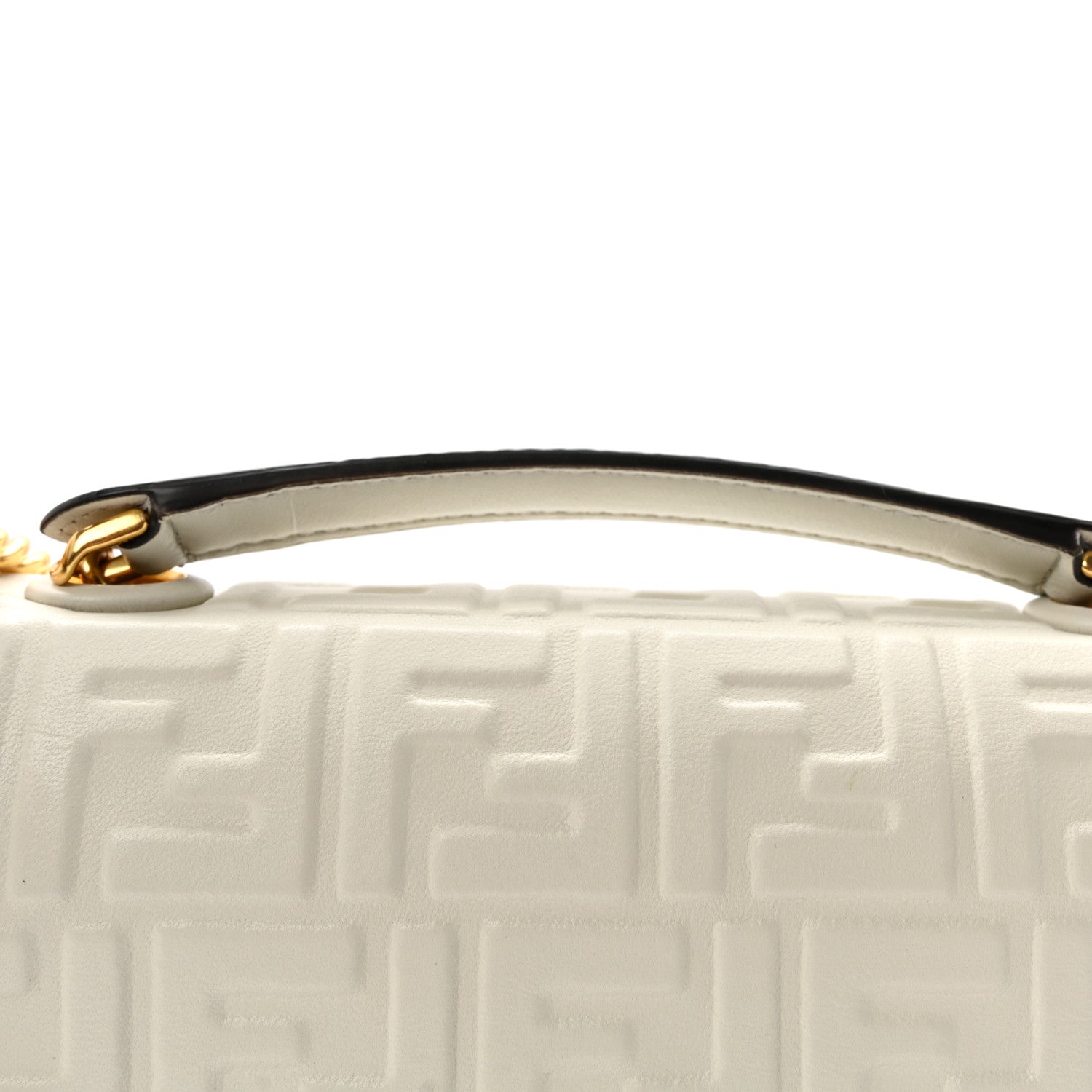 Fendi Nappa Small FF Embossed Midi Chain Baguette White 7 of 9