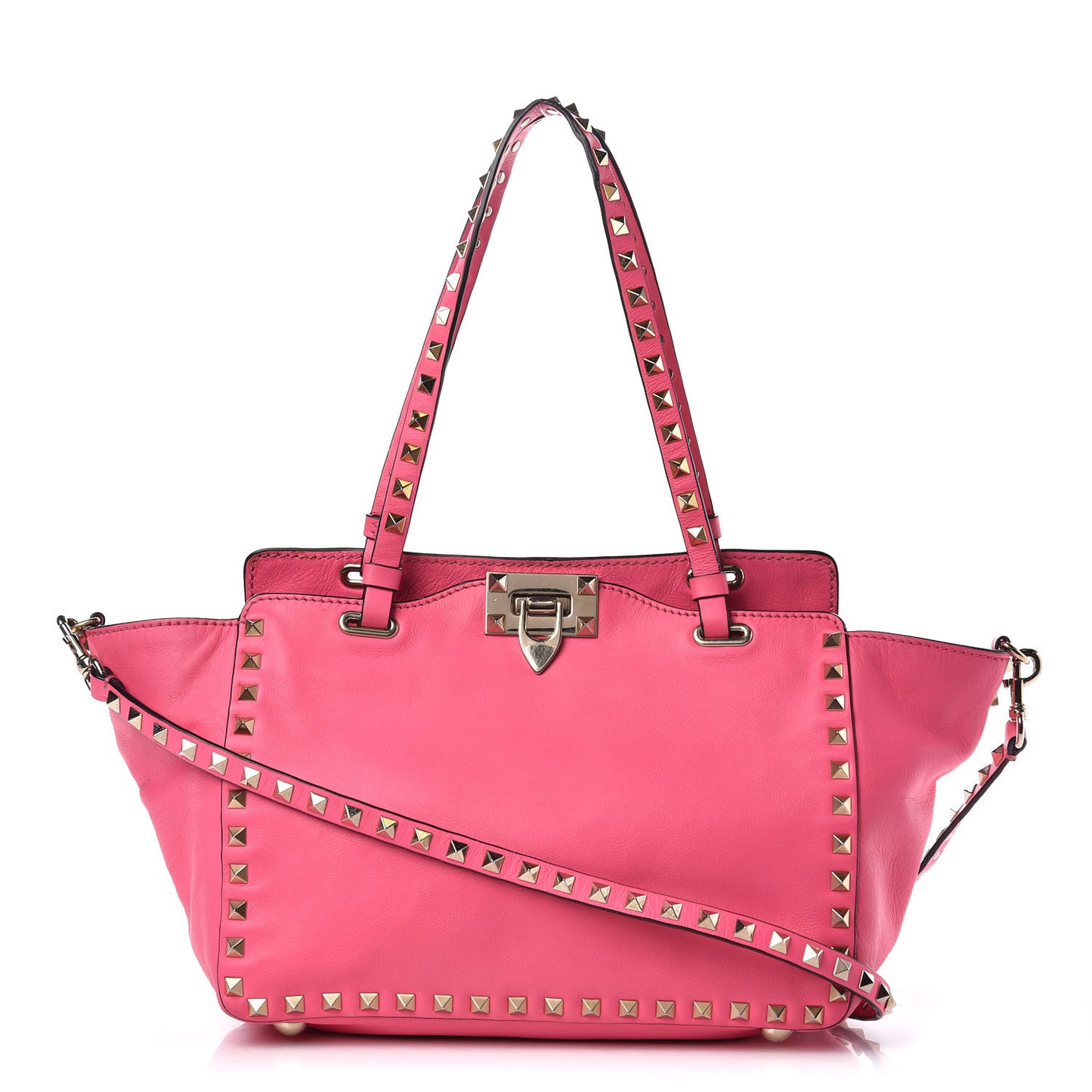 Vitello Small Rockstud Tote Fuxia Fluo