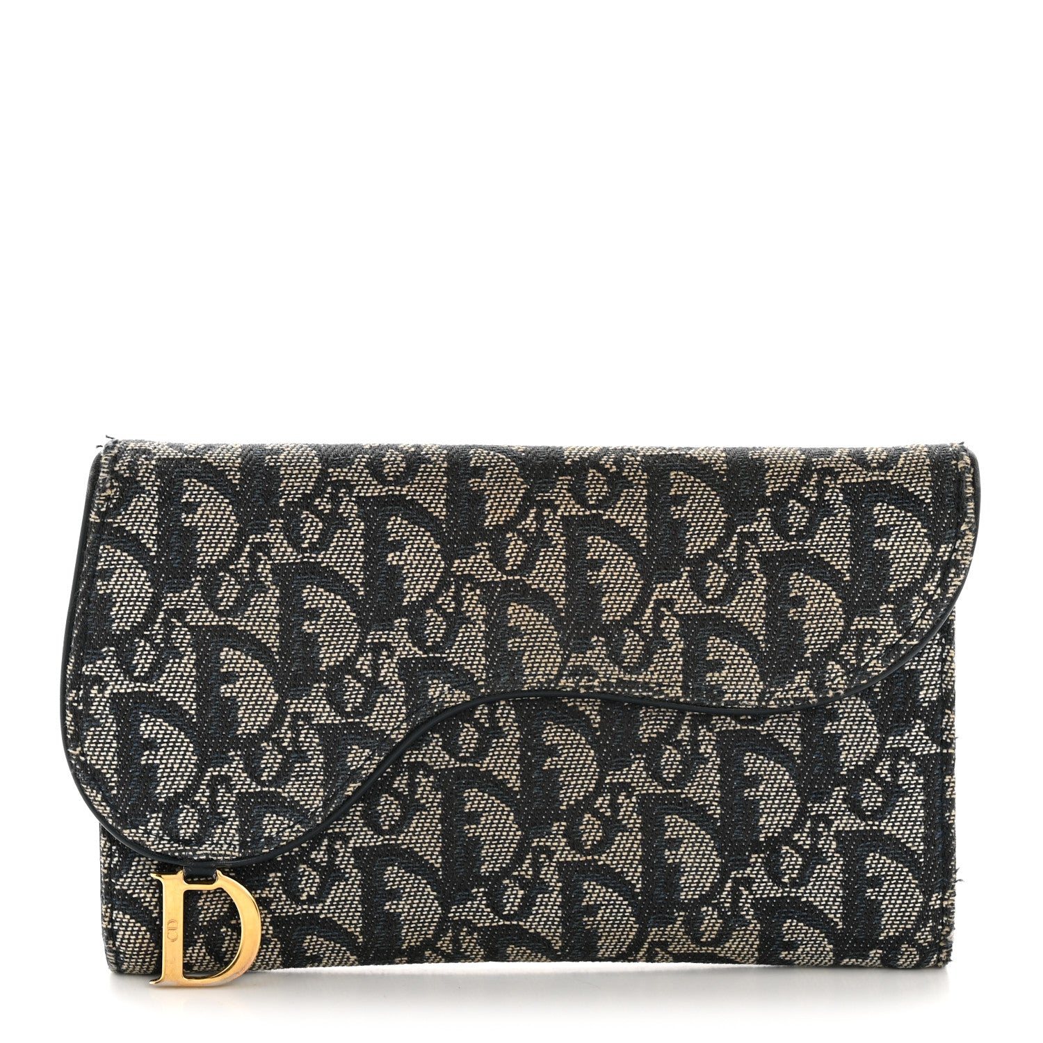 Christian Dior Monogram Saddle Wallet Navy 1 of 11