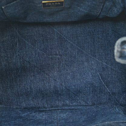 Prada Denim Logo Tote Bleu 5 of 12