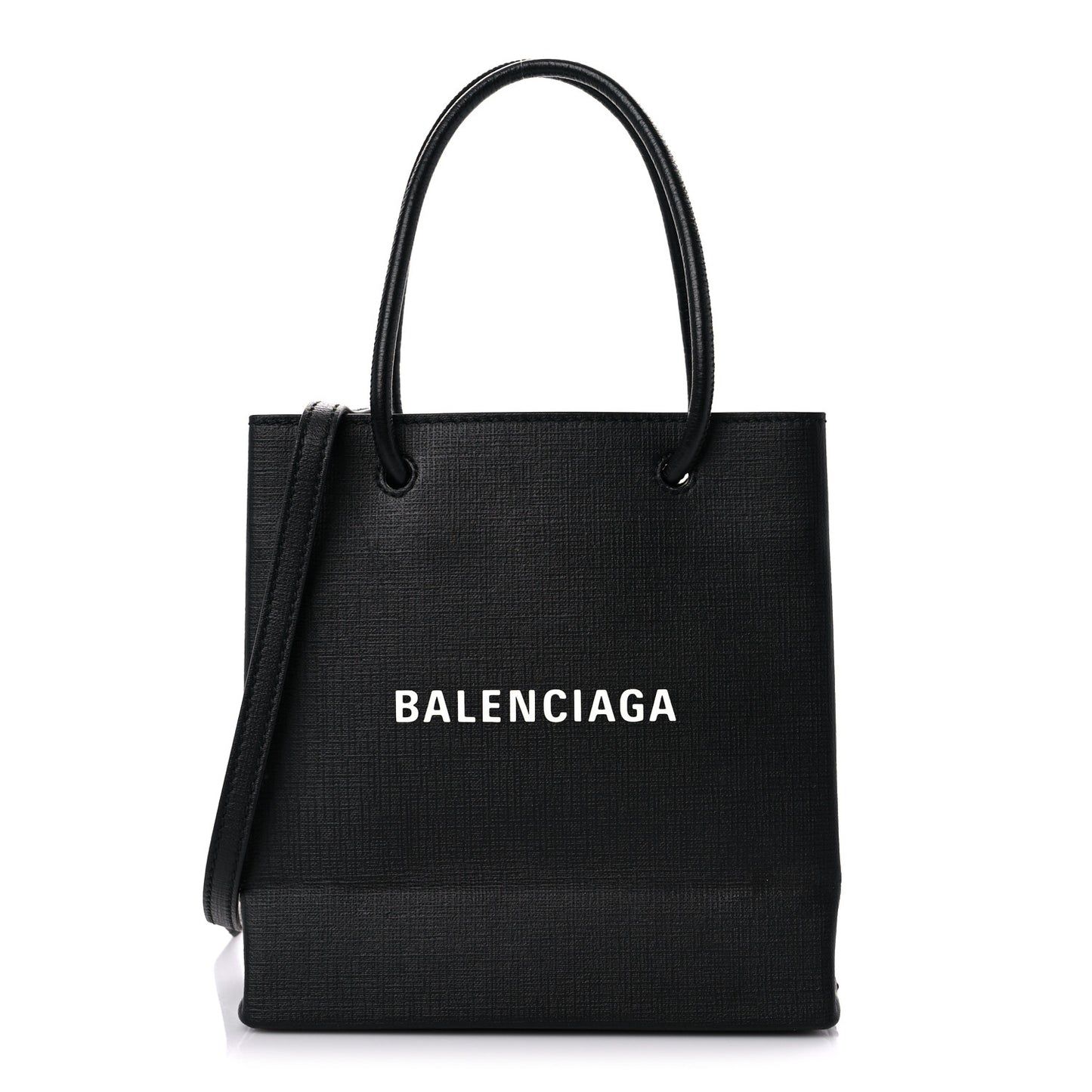 Squared Calfskin Logo XXS Shopping Tote Black