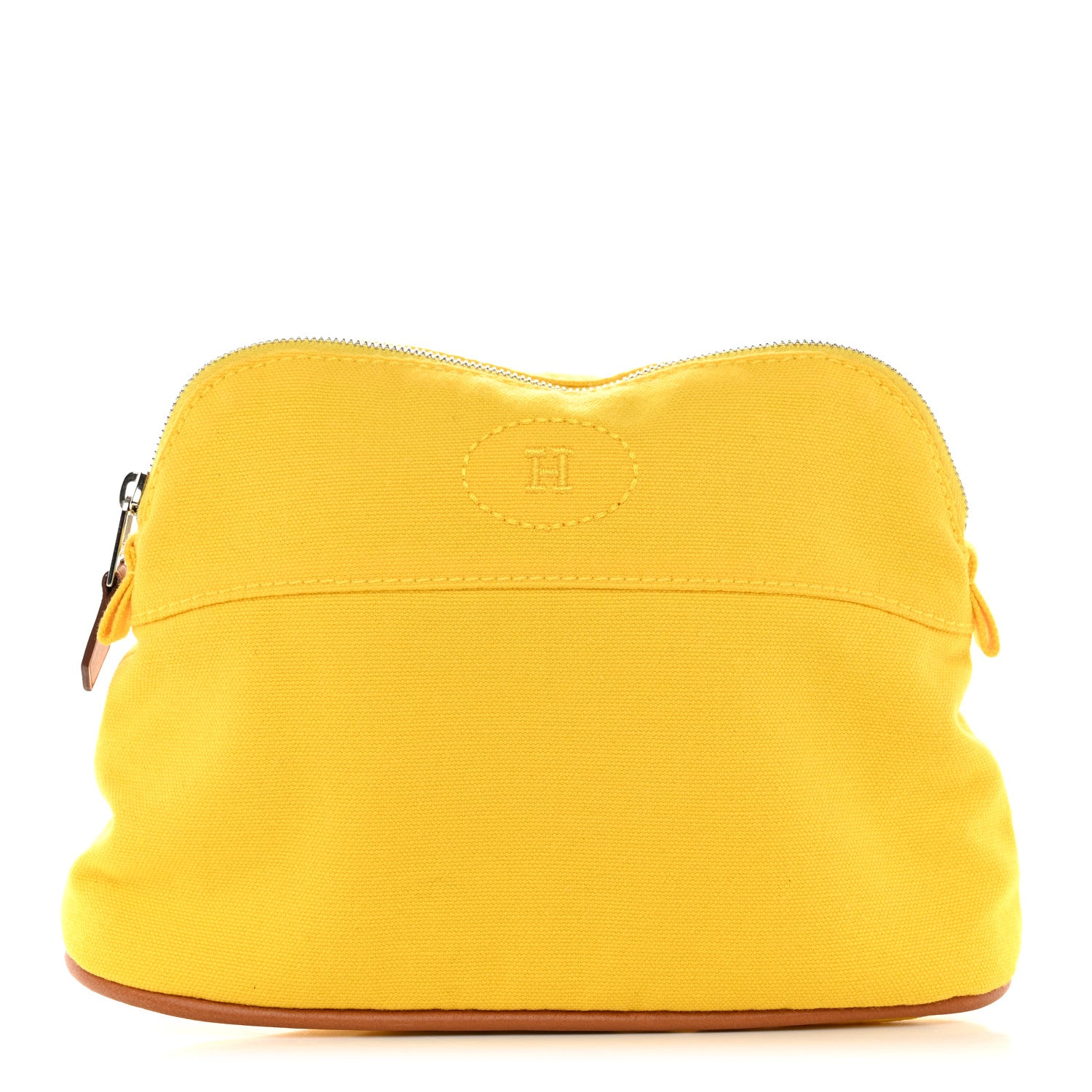 Hermes Cotton Canvas Mini Bolide Travel Cosmetic Pouch Yellow 1 of 7