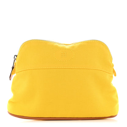 Hermes Cotton Canvas Mini Bolide Travel Cosmetic Pouch Yellow 1 of 7