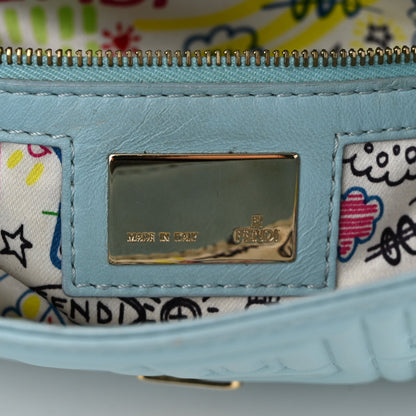 Fendi Nappa Logo Embossed Baguette Blue 6 of 11