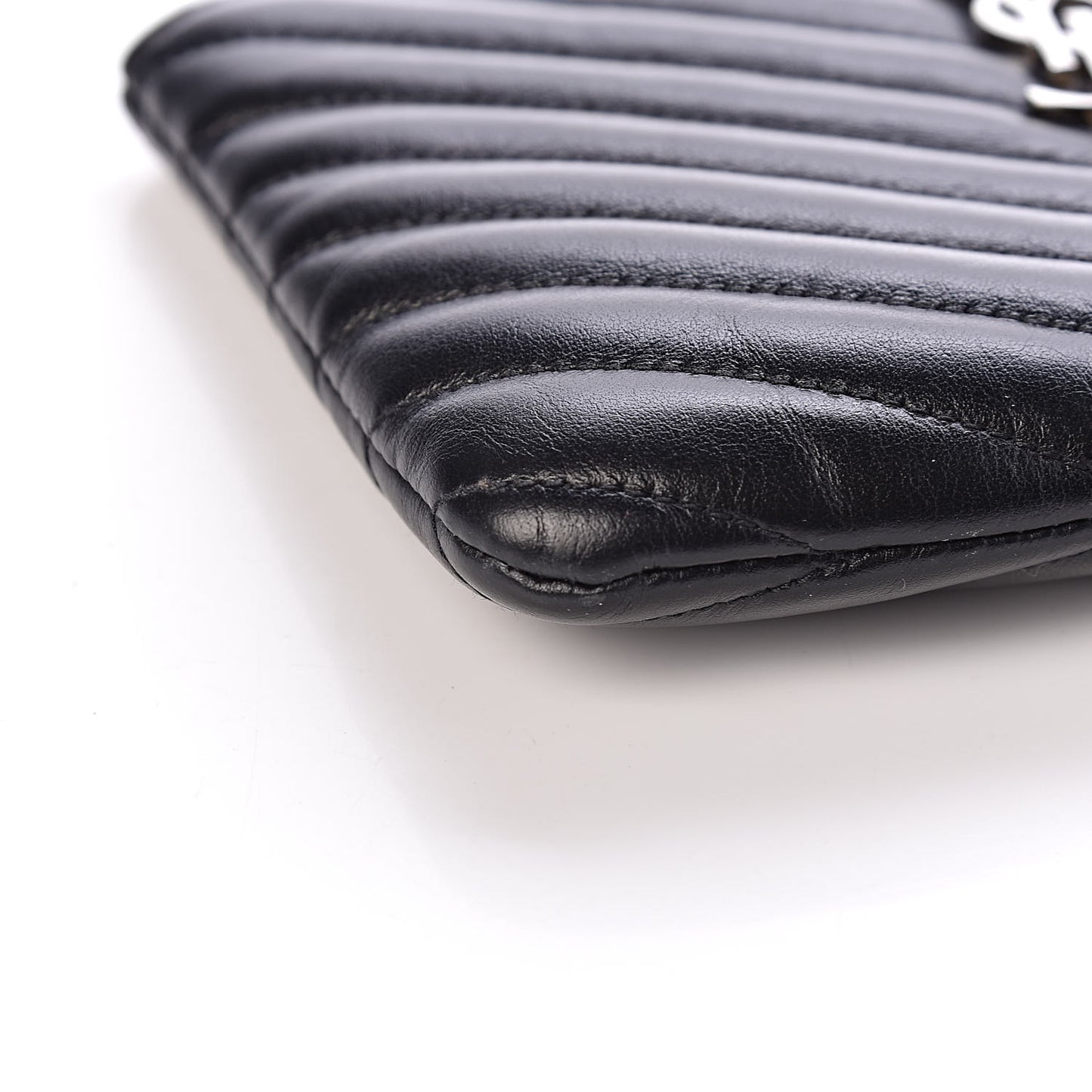 Calfskin Matelasse Chevron Monogram Pouch Black