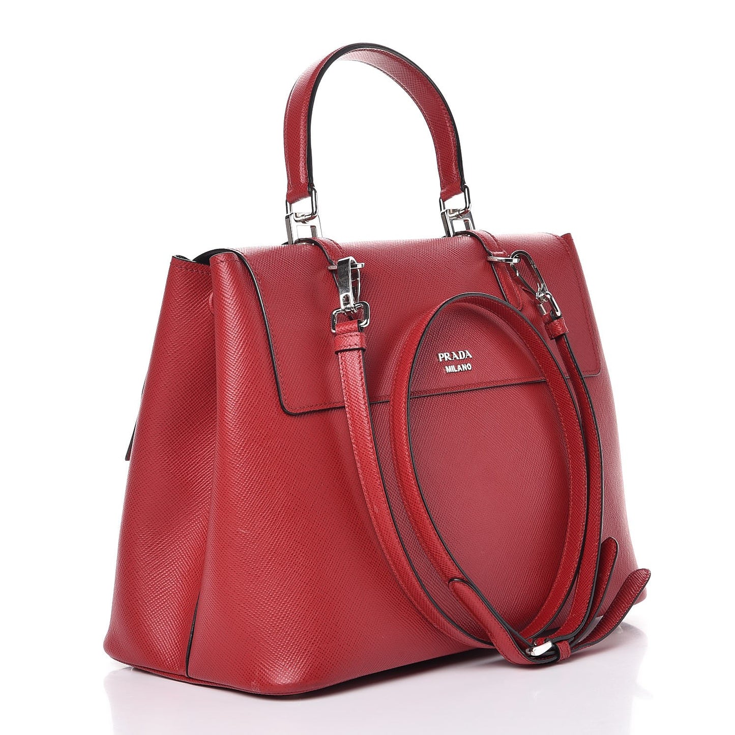 Saffiano Cuir Convertible Top Handle Tote Fuoco