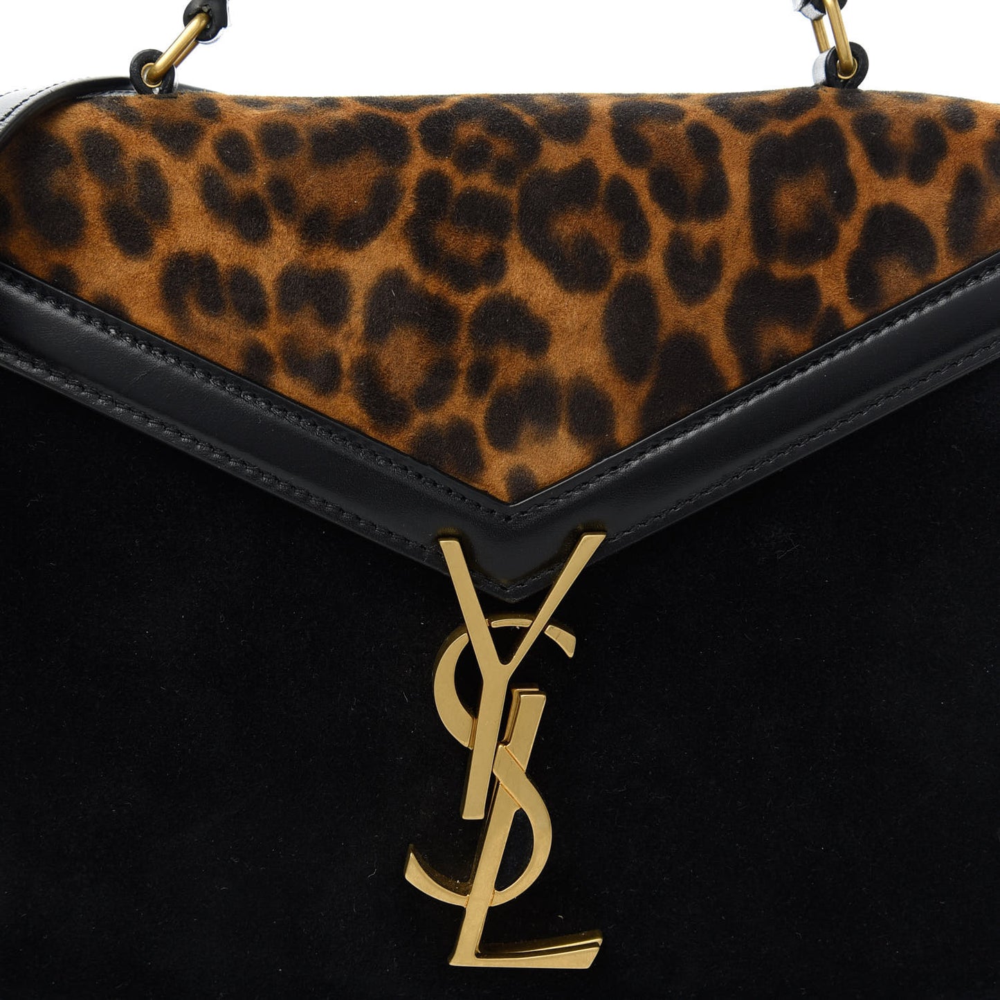 Suede Leopard Print Mini Classic Monogram Cassandra Top Handle Manto Naturale Black
