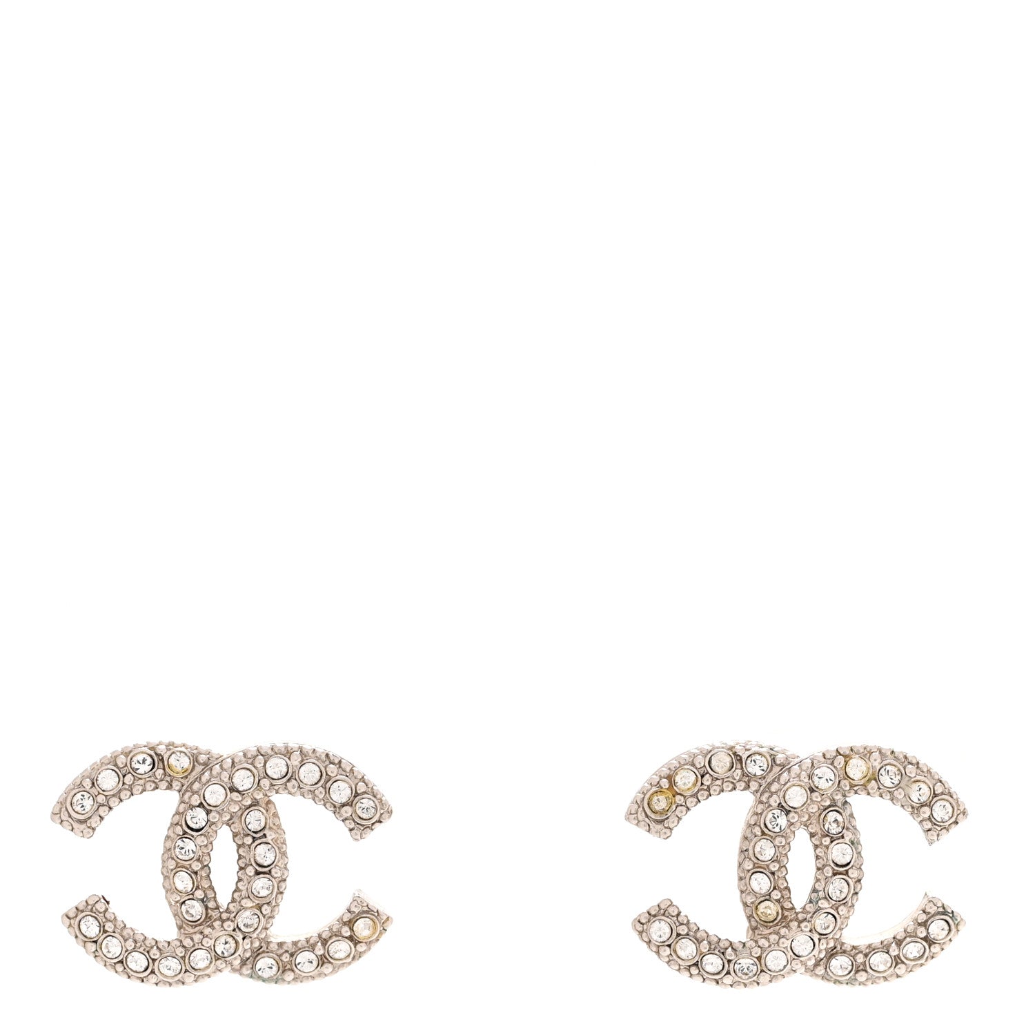Chanel Crystal CC Earrings Silver 1 of 5