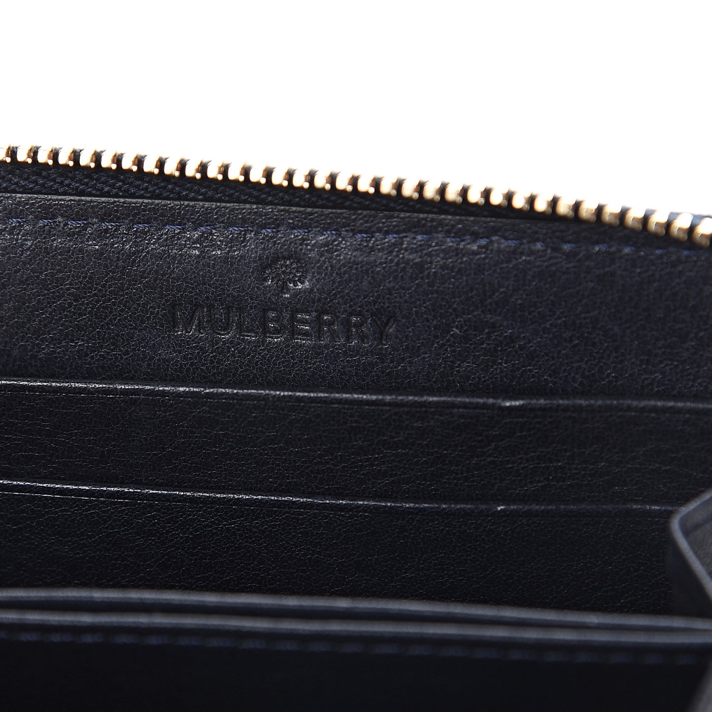 Small Classic Grain Compact Zip Wallet Midnight Blue