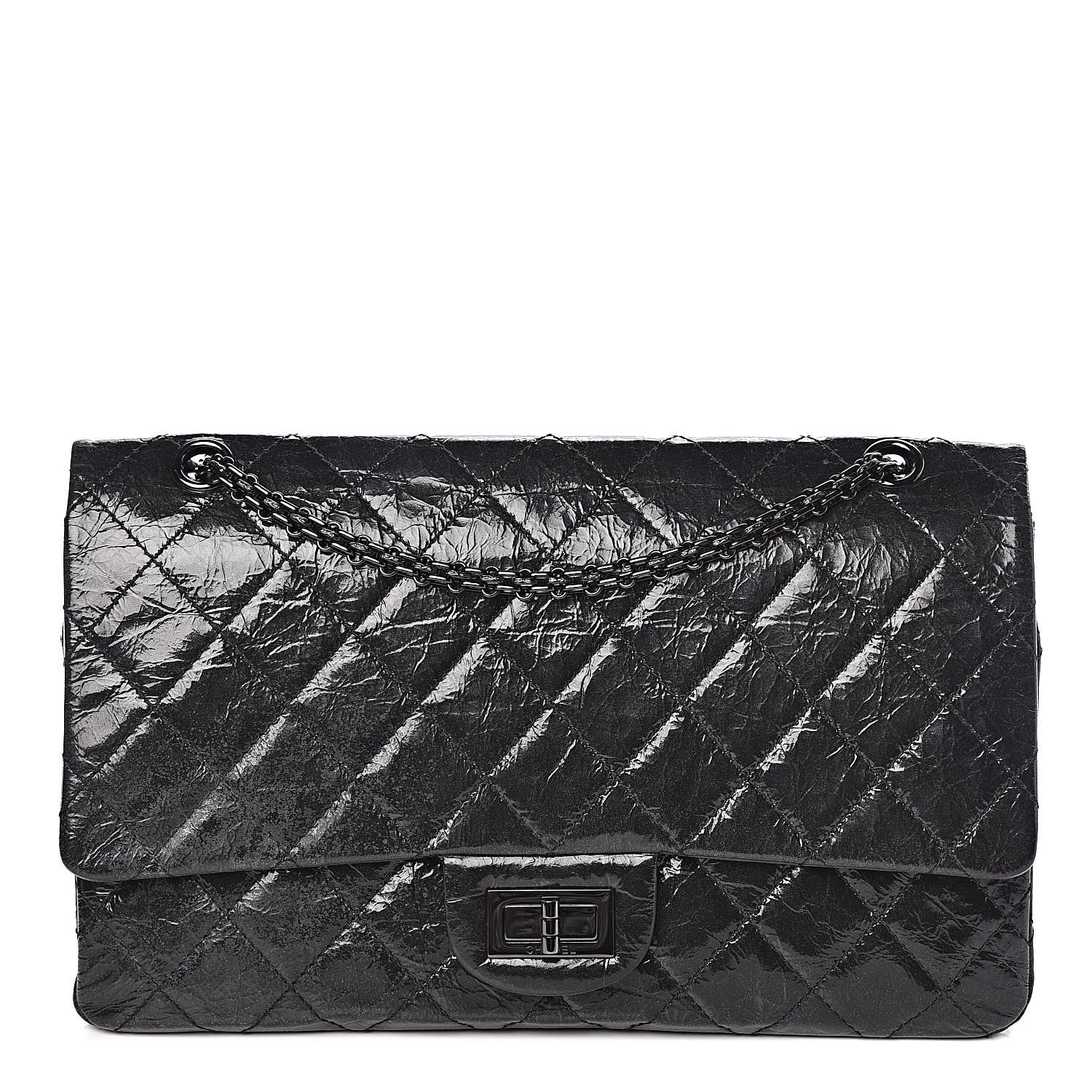 Chanel Glazed Aged Calfskin Quilted 2.55 Reissue 227 Flap So Black 1 of 9